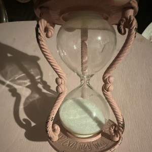 VTG Pink Hourglass Anthropology  Glass Metal Dopamine Decor- Therapeutic 
