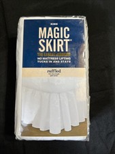 Magic Skirt Bed Skirt Elastic Band Pre-Shrunk, White, King