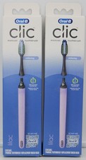 Oral-B Clic Manual Toothbrush 2-PACK Lilac StoneGrip Handle  Brush Heads NEW