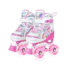 Nattork Girls Roller Skates for Kids, 4 Size Adjustable Rainbow Quad Skates w...