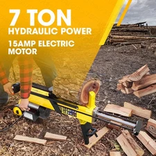 7-Ton Firewood Splitting Machine Heavy Duty Electric Hydraulic Log Splitter 120V