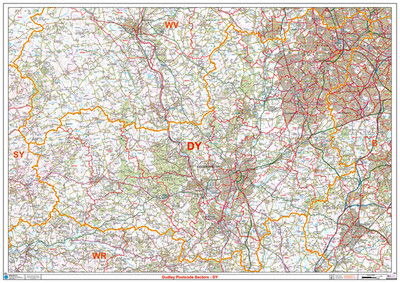 (G52) Map of Dudley DY Postcode Sectors, Poster of Dudley Postcodes