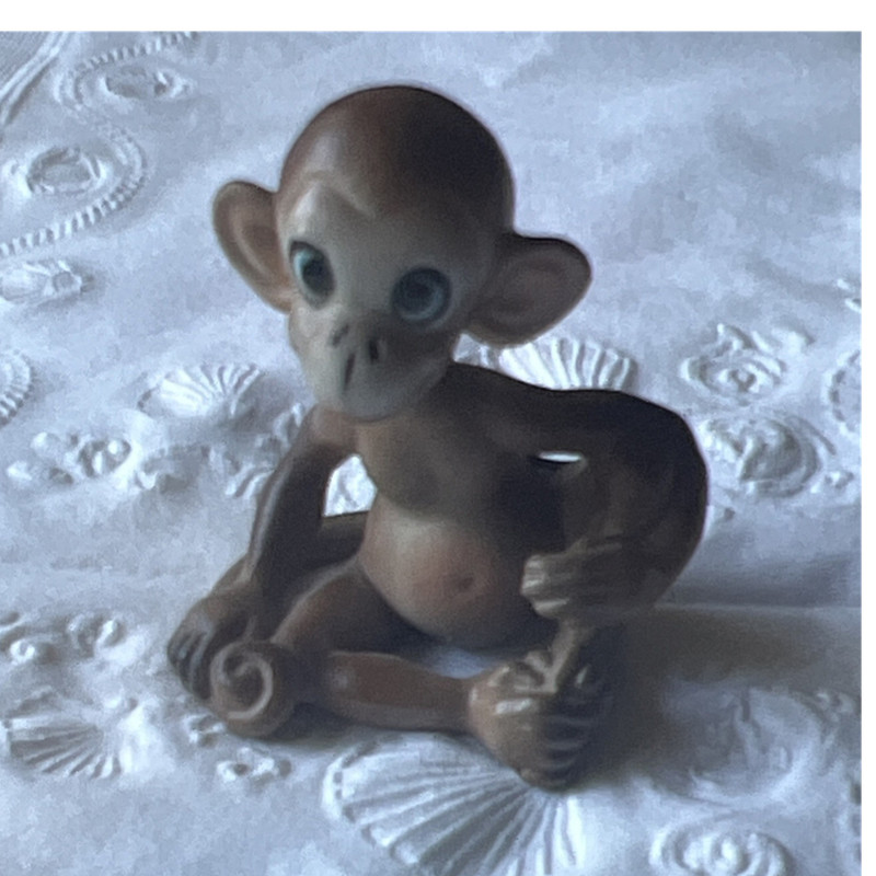 Vintage Josef original Porcelain Monkey Figurine Sitting, Marked Japan