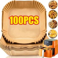 100Pack 7.9' Non Stick Air Fryer Liners Disposable Paper  For Roasting Baking UK