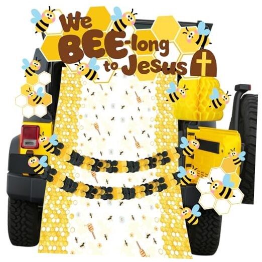 TaoBary 57-teilige 3D-Bienen-Pinnwand Dekoration „We Bee Long To Jesus“ – Für Kirche & Klassenzimmer