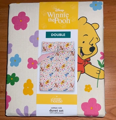 DISNEY @GEORGE Disney Winnie The Pooh Reversible Double Duvet Set Brand New