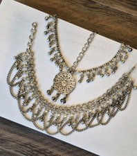 Vtg Ornate Rajasthani Tribal Silver Tone Jingle Bell Anklet Headpiece