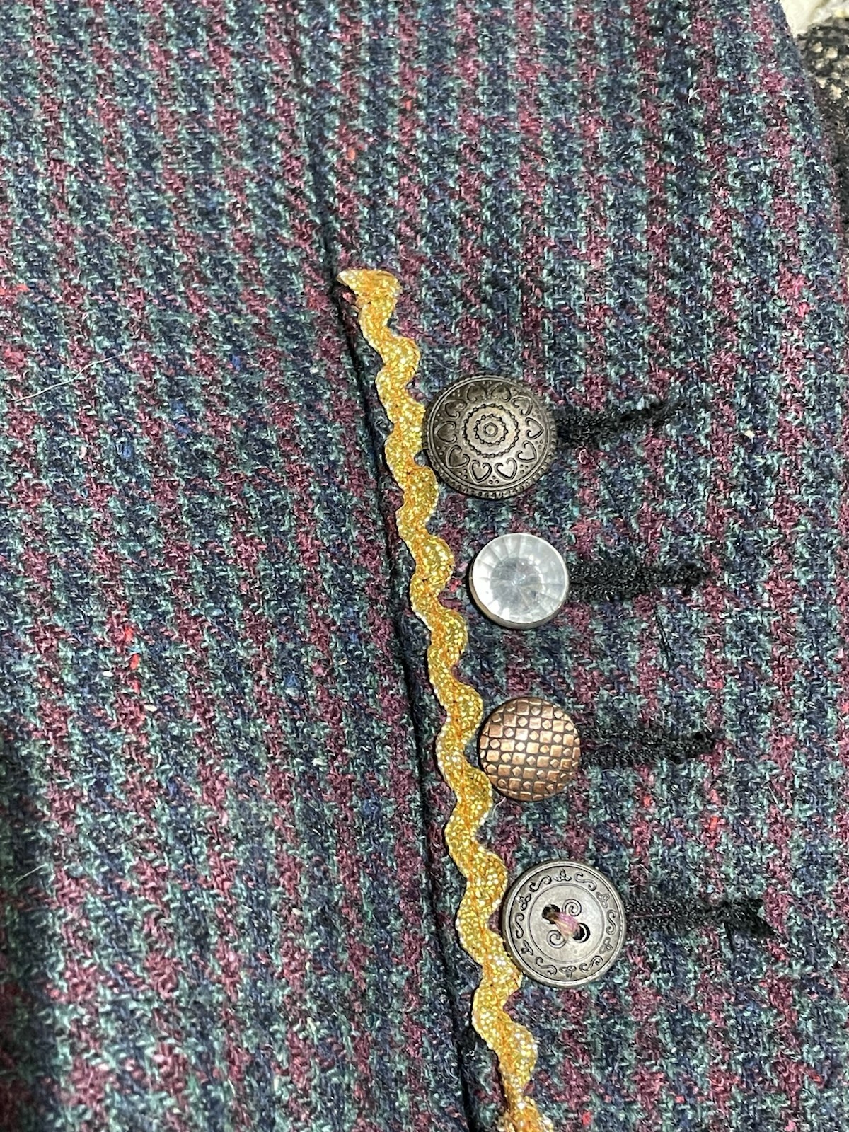 RAW 7 Wool Jacket Blazer Plaid Patchwork Appliqué… - image 10