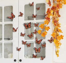 12pcs 3D Monarch Butterfly Wall Decals - PVC Plastic Butterflies for Home