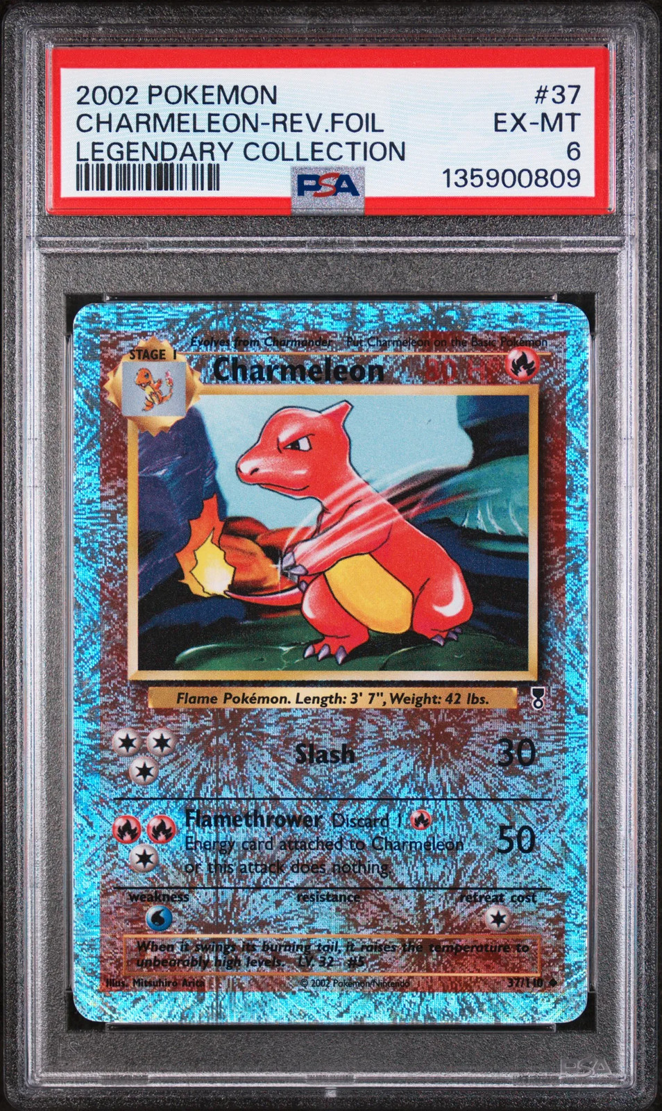Charmeleon Reverse Holo  #37 2002 Pokemon Legendary Collection PSA 6