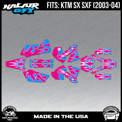 Graphics Kit for KTM SX SXF 125 200 250 450 525 2003-2004 Flame - MAGENTA