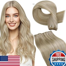 LaaVoo 20 Inch 100g Sew in Hair Extensions Human Hair Blonde Highlight