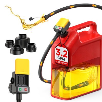 TaskStar Batteriebetriebene Diesel- & Ölpumpe 3.2GPM mit Auto-Stop, 4 Adaptern