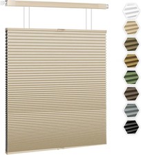 No Tools No Drill Cordless Blackout Cellular Shades, Top Down Bottom 27"x64"