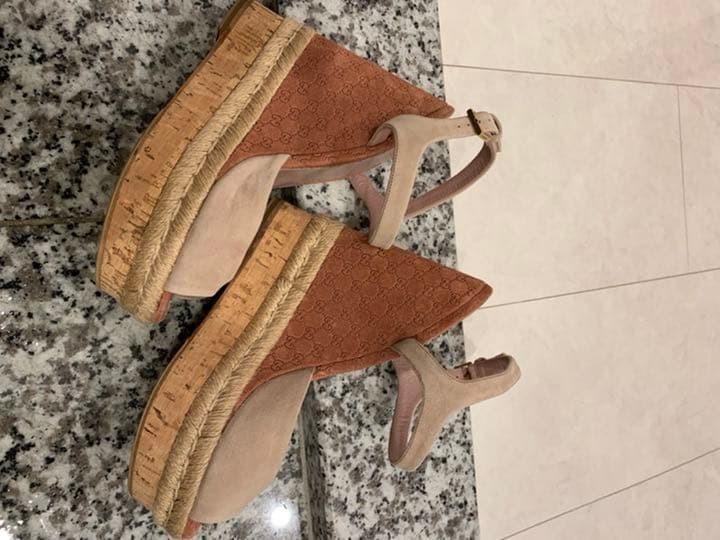 GUCCI Mules Sandals Heel GG Suede Pink EU36/US6 116128c thumbnail 20