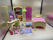 Vintage Mattel Barbie Bedroom Furniture Bed Wardrobe Dressing Table Lamp Chair