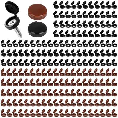 #ad 200 Pcs Plastic Hinged Screw Covers Durable Snap Washer Caps with Flip Tops for $15.99