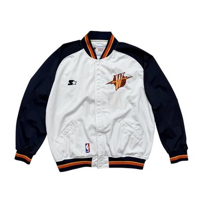 VTG 90s NBA GOLDEN STATE WARRIORS STARTER SNAP BUTTON WARMUP SHOOTING JACKET M