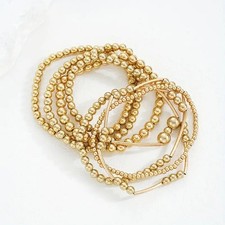 7pcs/Set Silver/Gold Beaded Bracelet Set Creative Jewelry Stackable Bracelet 