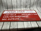 Vintage Four Star Sign Porcelain Well No. I-146 Lost Hills