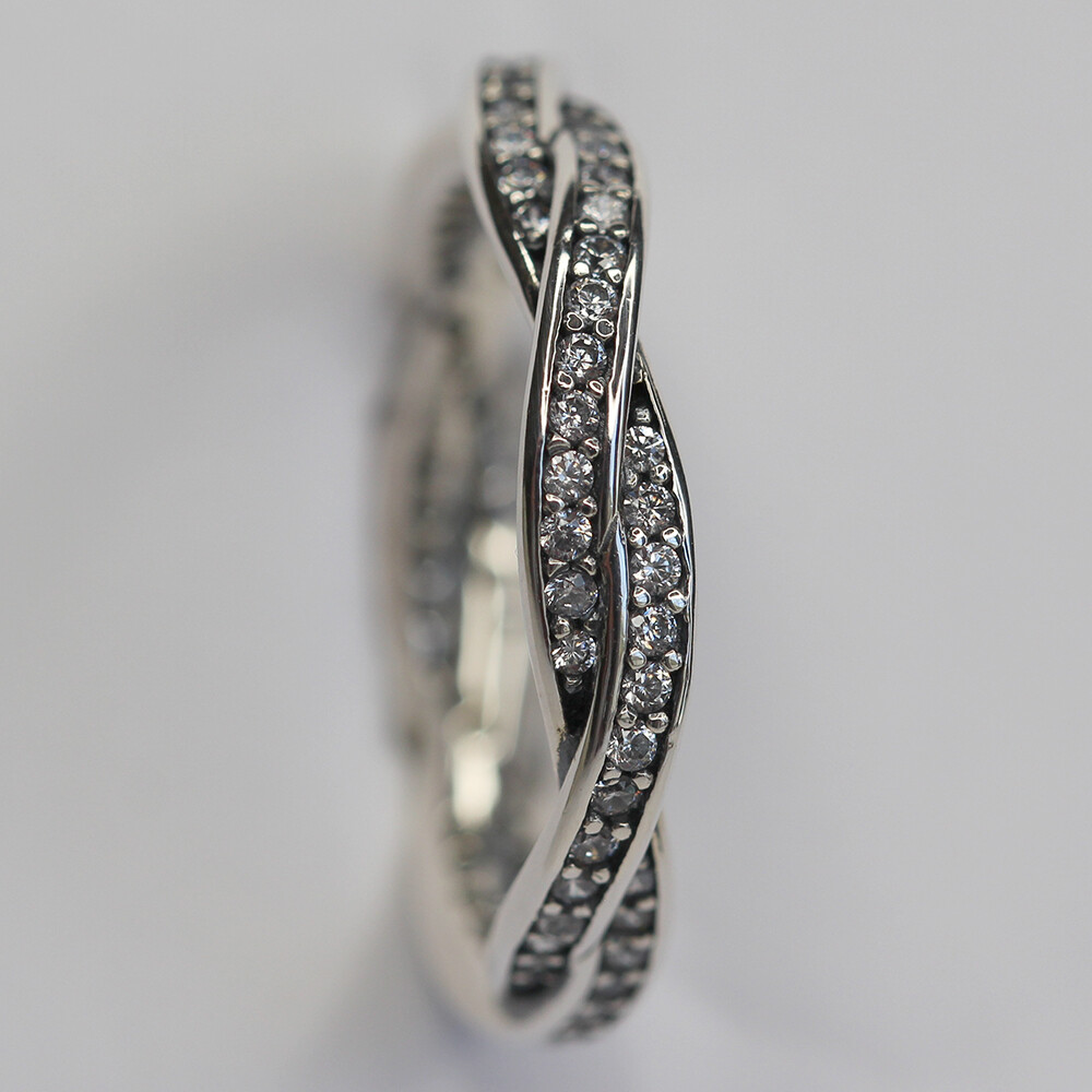 Authentic Pandora Sparkling Twisted Lines Ring #190892CZ-50 Size 5