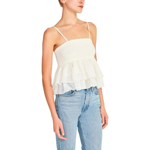 BB Dakota by Steve Madden Womens Smock Signals White Tank Top Shirt XS BHFO 5521 - 第 2/3 張圖片
