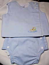 Baby Outfit-Girl-NB-newborn Size-Embroidered  Little Duckie" Top/Diaper Cover