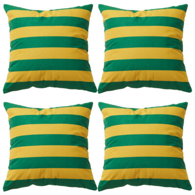 Set of Luxury Vibrant Green and Yellow Striped Cushion Covers