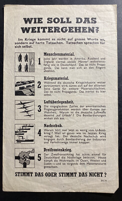 Original USA WW 2 Leaflet Dropped on German Troops how should this continue