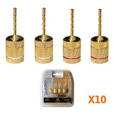 Gold-Plated Pin-Type 2 Pair Speaker Connectors for Home Audio & Theater, 10 Pack