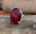 Natural Red garnet ring 925 sterling silver ring emerald cut garnet ,  All Size