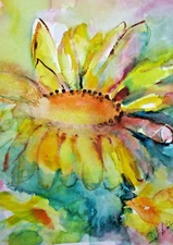 Abstract Flowers Delilah impressionism 12x9 watercolor collectible contemporary