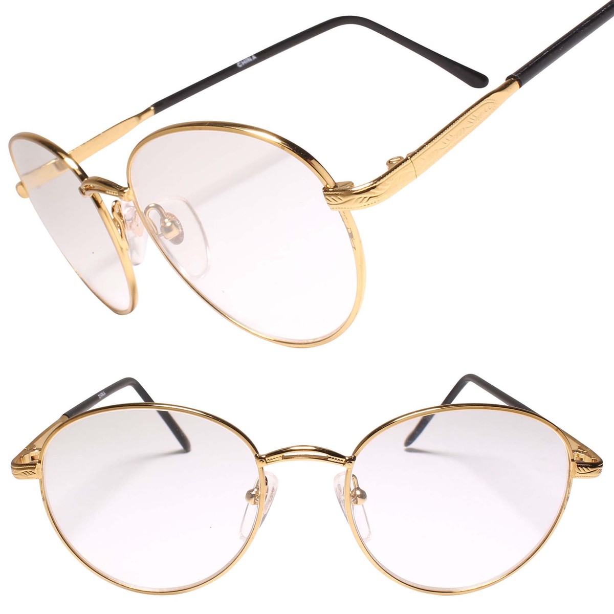 Round Gold Frame Genuine Vintage 80s 90s Reader Reading