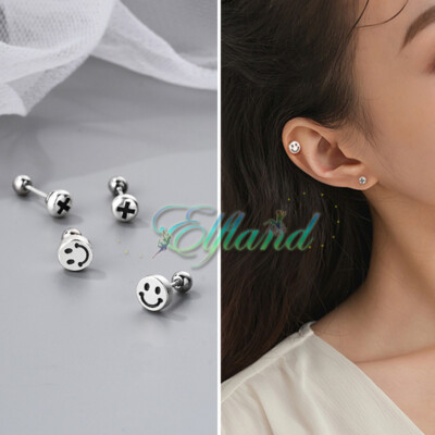 Echt 925 Sterling Silber *Ohrschmuck Ohrringe Ohrstecker * Smiley Schraube Helix