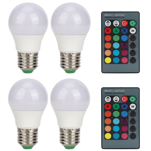 4pcs E27 RGB LED Light Bulbs Colorful Decorating Lamp With 2 Remote Controls US - Picture 19 of 21
