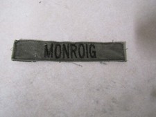 MILITARY PATCH NAME TAPE SEW ON OD GREEN COMBAT USED WITH MONROIG