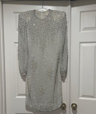 RARE Vintage Victoria Royal Ltd Pearl Beaded Gown.Pearl Rhinestone size 10