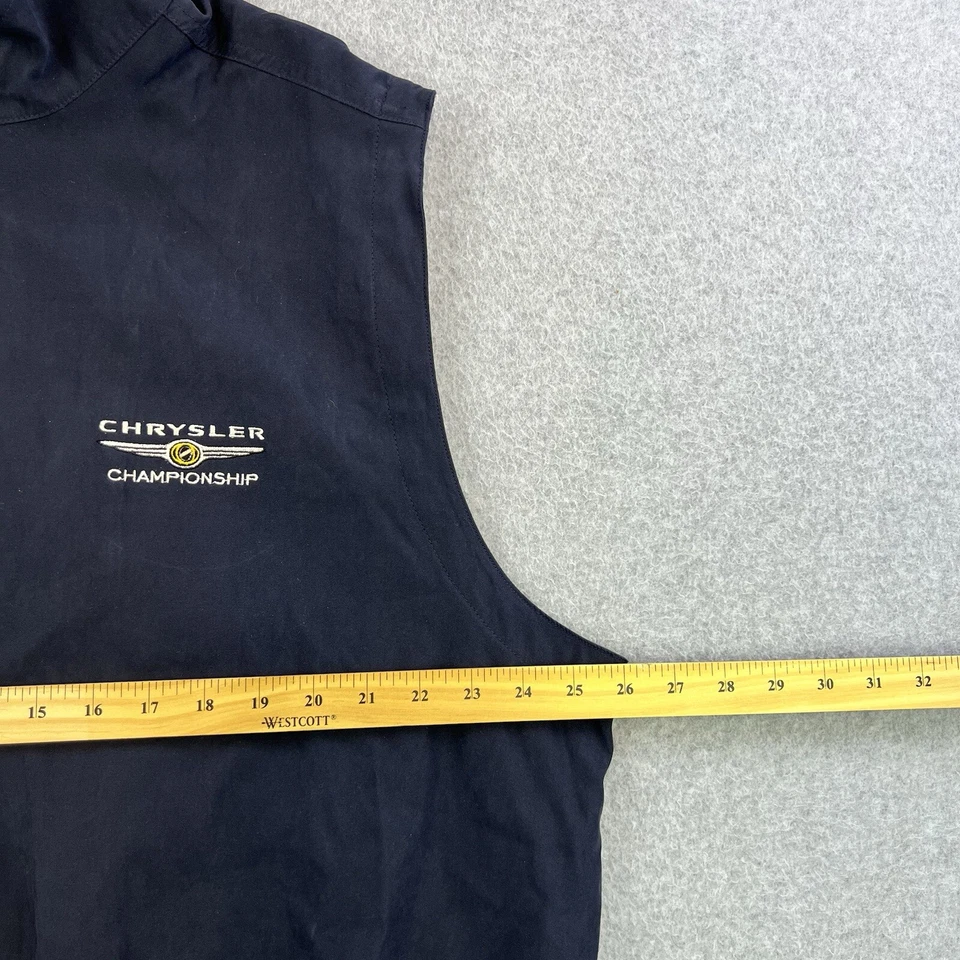 Chaleco cortavientos Chrysler Championship para hombre grande azul sin mangas cremallera completa adulto Foto 2 de 4