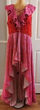 White Cove -Red And Pink Patterned, Tie Front, High Low Dress -Size L -Worn Once