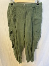 By Anthropologie Sz S Relaxed Utility Button Fly Pants Moss Green Cargo Pockets