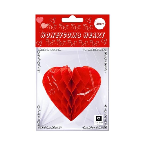 30cm Red Love Heart Honeycomb Hanging Decoration Paper fold out Valentines Decor - Picture 2 of 6