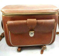 Vintage Leather Elite Camera Carrying Case Bag With Latches and Inner Pockets