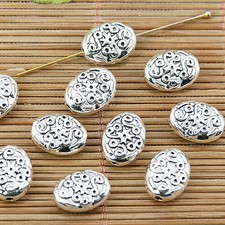 12pcs tibetan silver plated oval 2sided pattern spacer bead EF1917