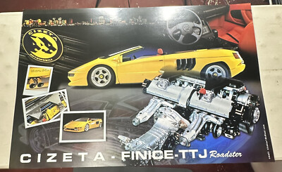 Cizeta Finice TTJ Roadster V16 Yellow Race Sports Super Car Poster 24'' x  36''