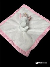 Carter's White Unicorn Lovey Mini Security Blanket Plush Pink Satin Trim Back GC