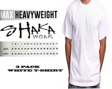 3 Pack Shaka Wear Mens Max Heavyweight T-shirt White Basic Plain Tee