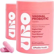 2 Pack URO O Positiv Vaginal Probiotics for Women pH Balance with Prebiotics 60