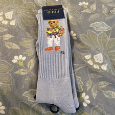 Polo Ralph Lauren Men's Beach Bear Crew Socks 1 Pair Size 13-16 Blue New