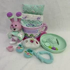 Vintage Tea Bunnies Carnation Mint Sweet Slumber Tea Party Purple Rabbit