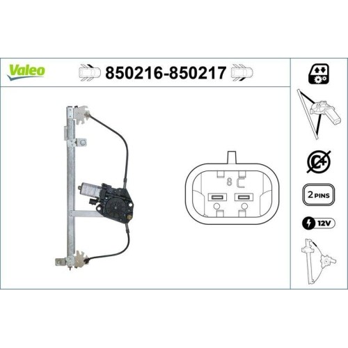 Mécanisme de vitre électrique Valeo 850216 avant gauche pour rénovation Lancia